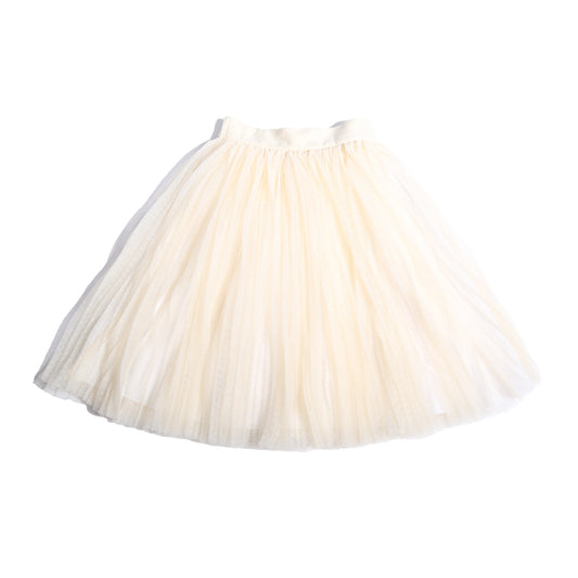 girls white tulle maxi length pleated skirt