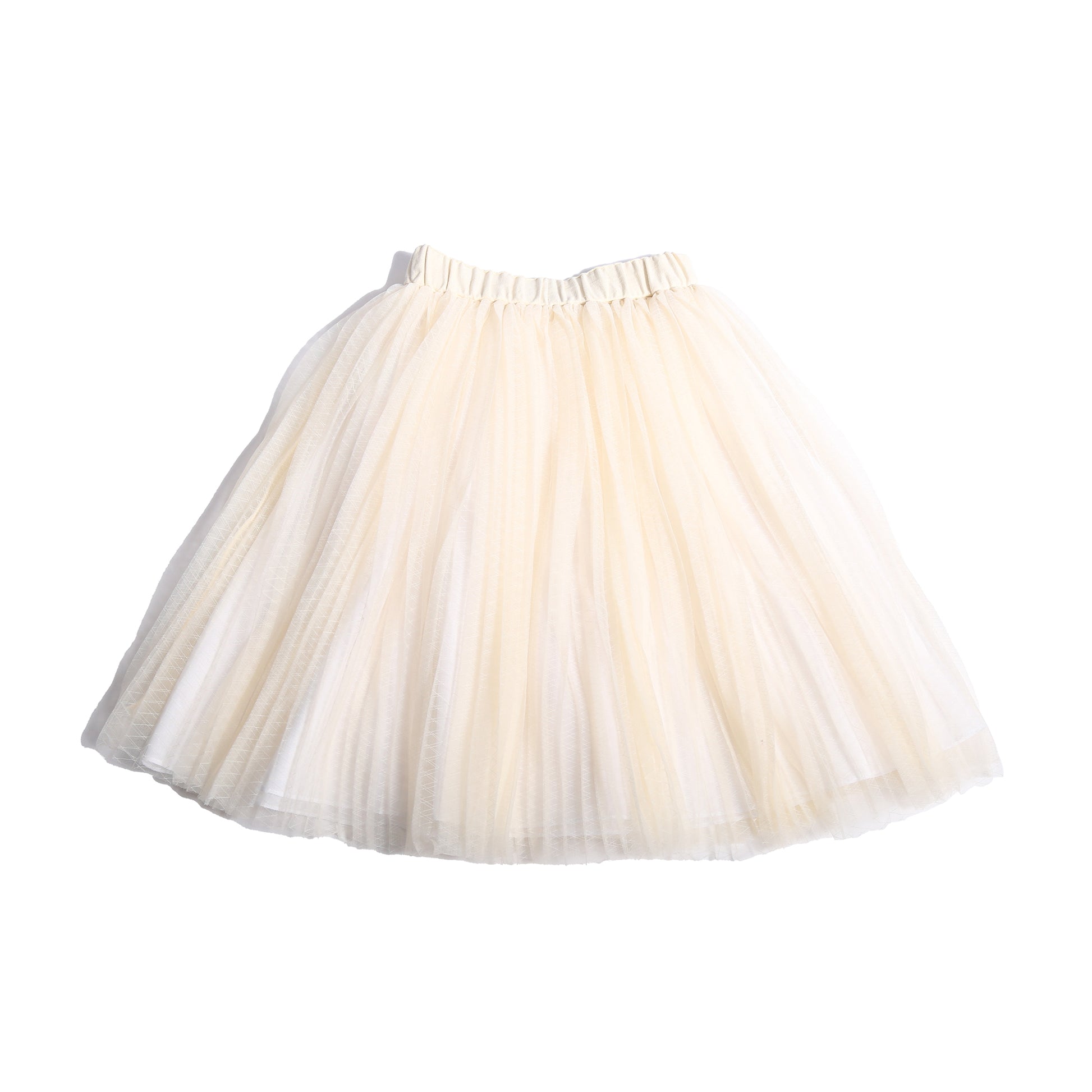 girls white tulle maxi length pleated skirt