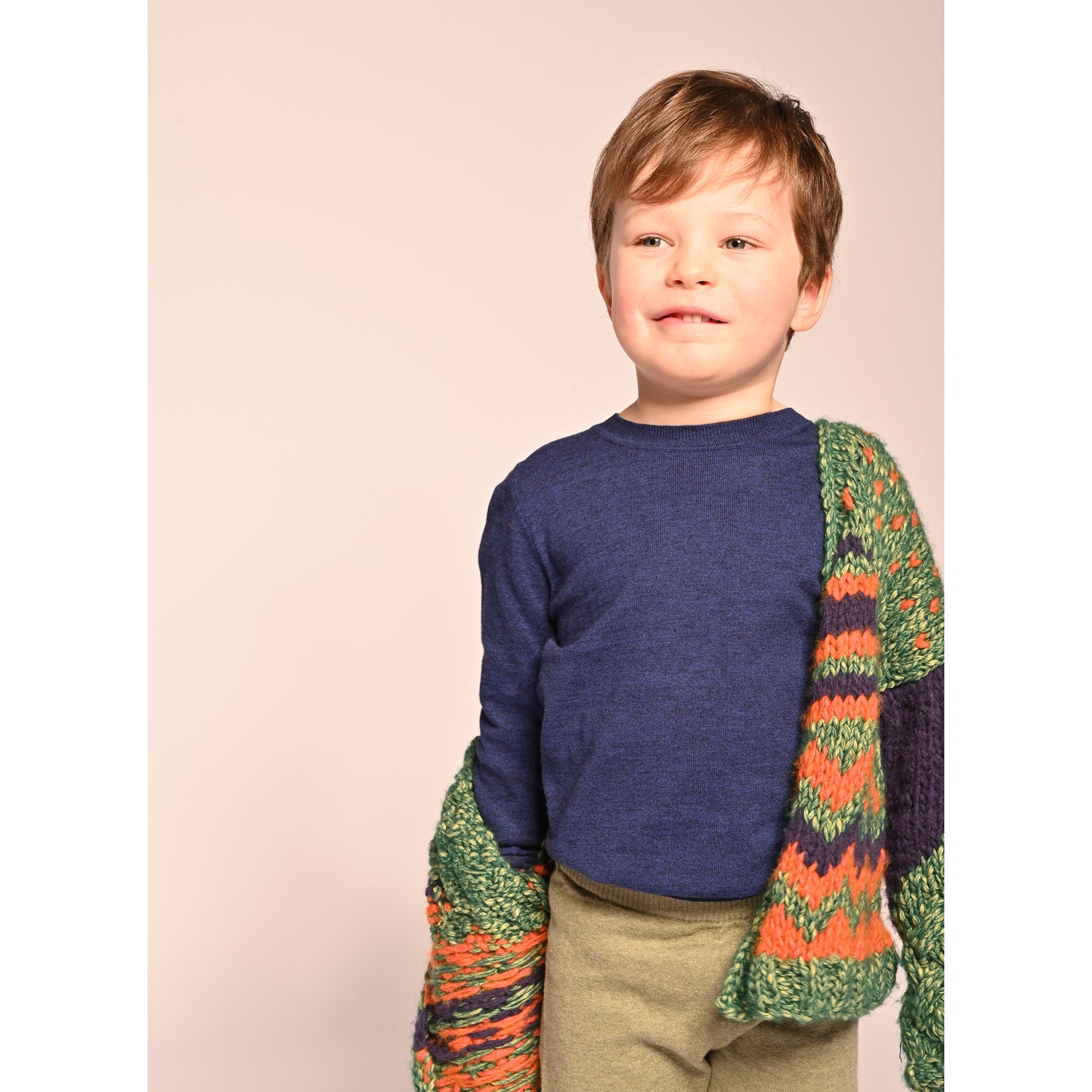 boys hand knitted green wool sweater cardigan