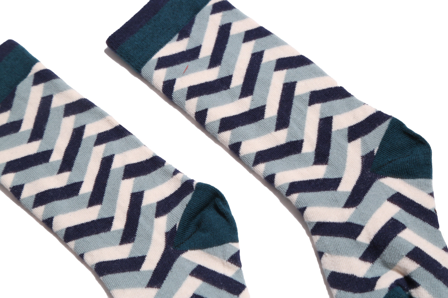 kids blue and white herringbone knee socks