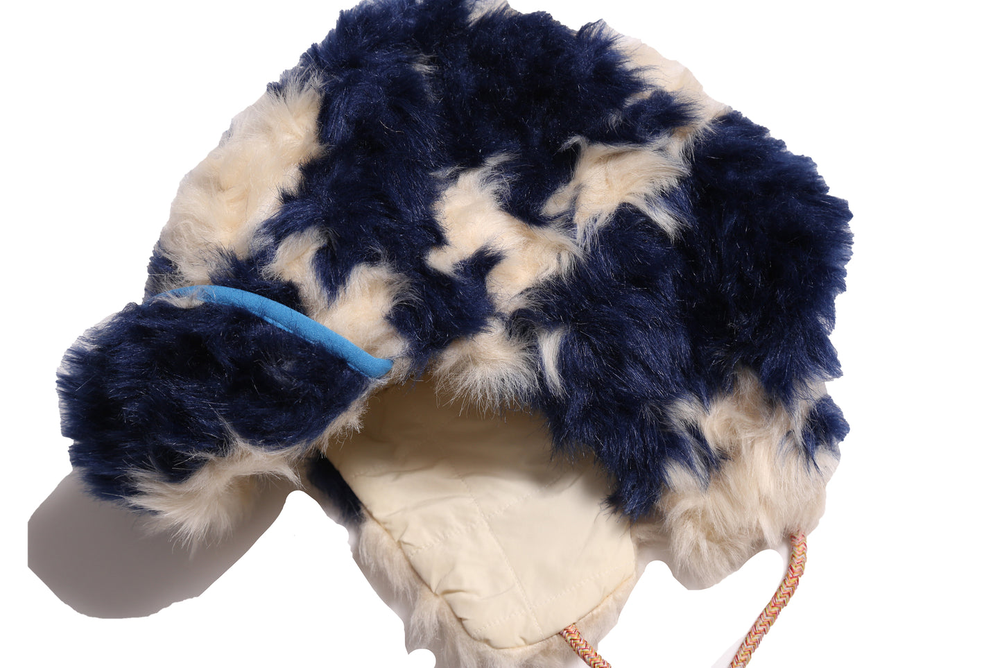 kids blue and white faux fur winter hat