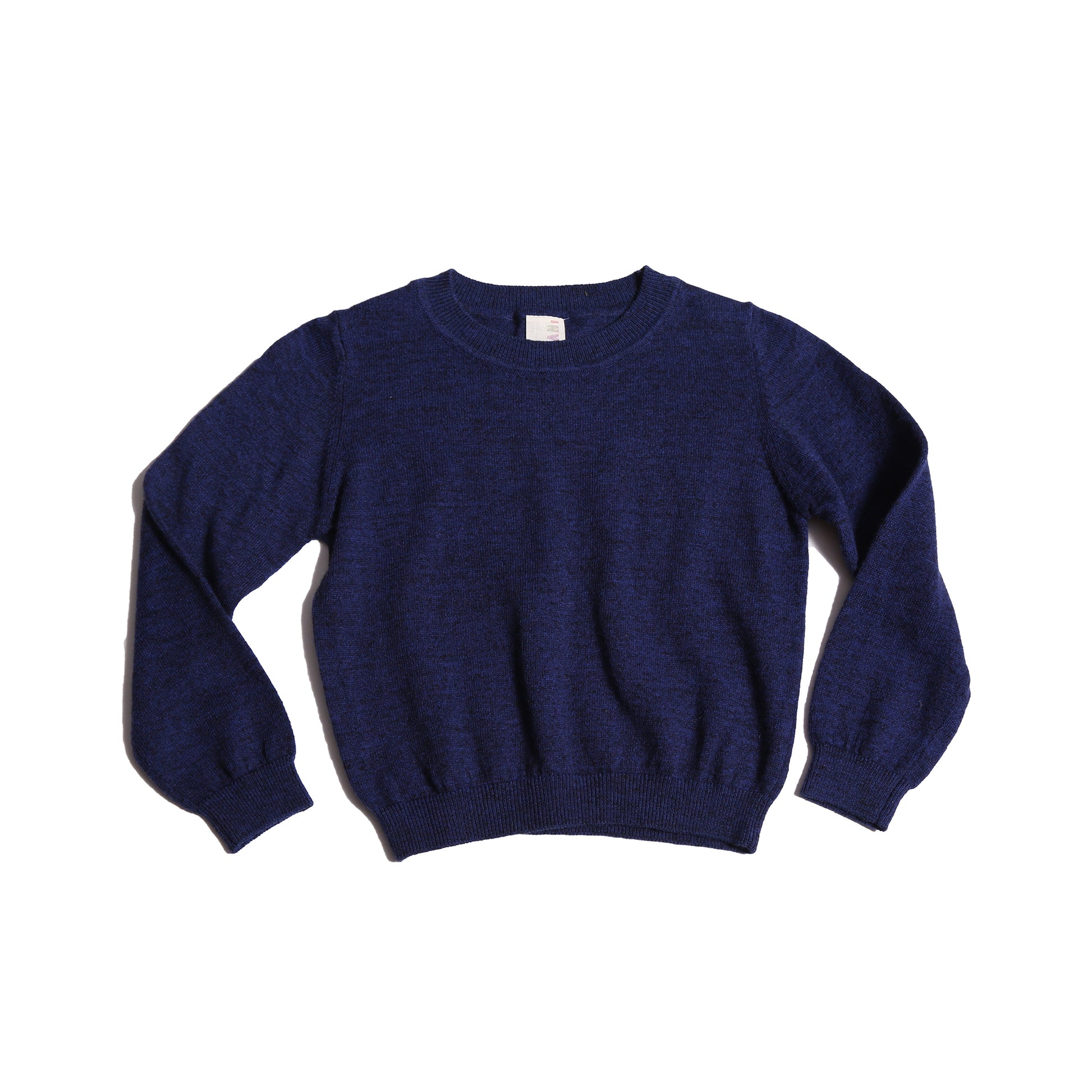 baby knit blue cotton crew neck basic top