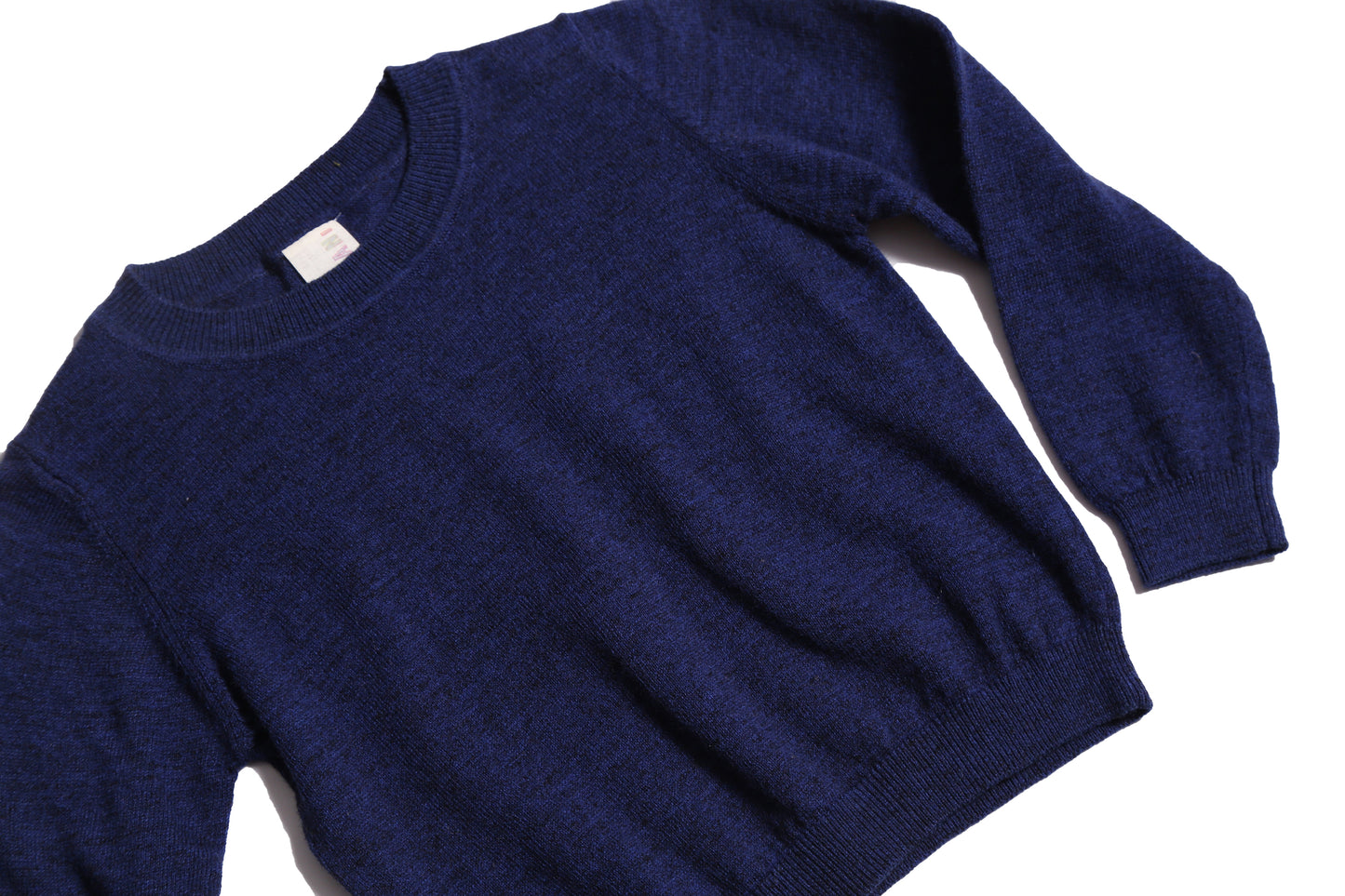 baby knit blue cotton crew neck basic top