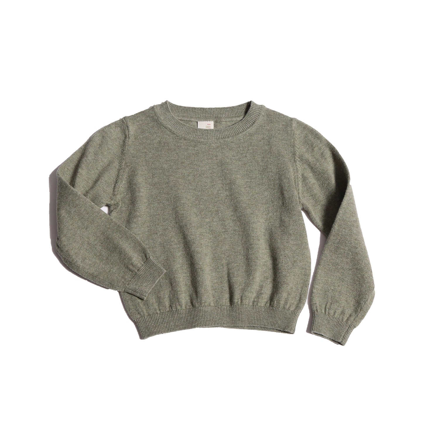 baby knit green cotton crew neck basic top