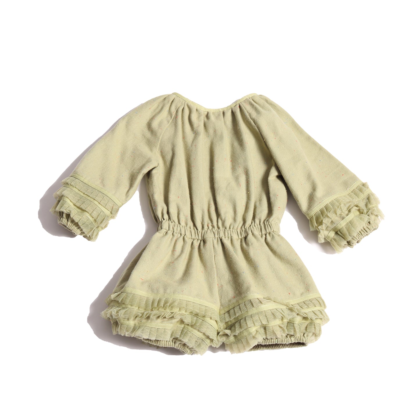 baby cotton green long sleeve romper with tulle