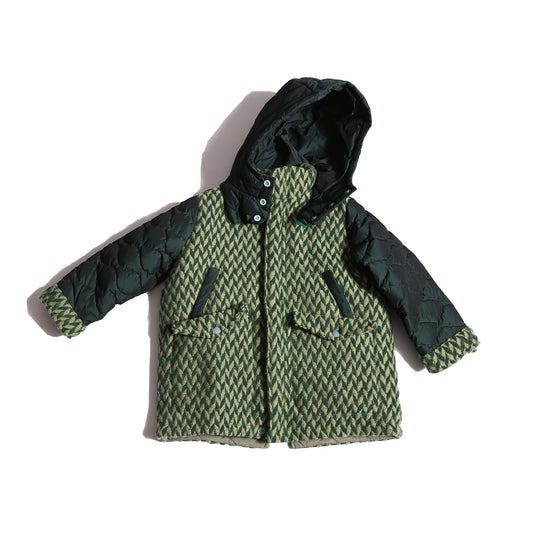 boys green wool and taffeta down filled winter parka coat