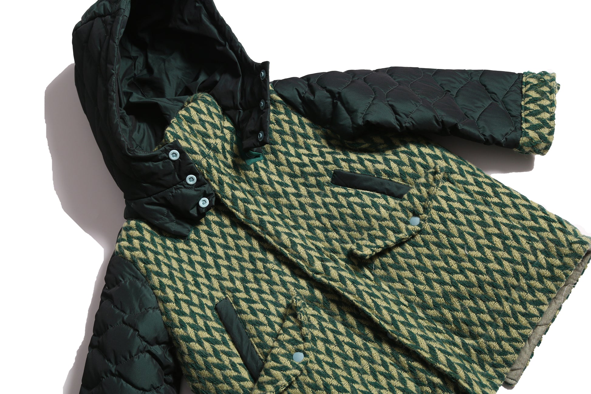 boys green wool and taffeta down filled winter parka coat