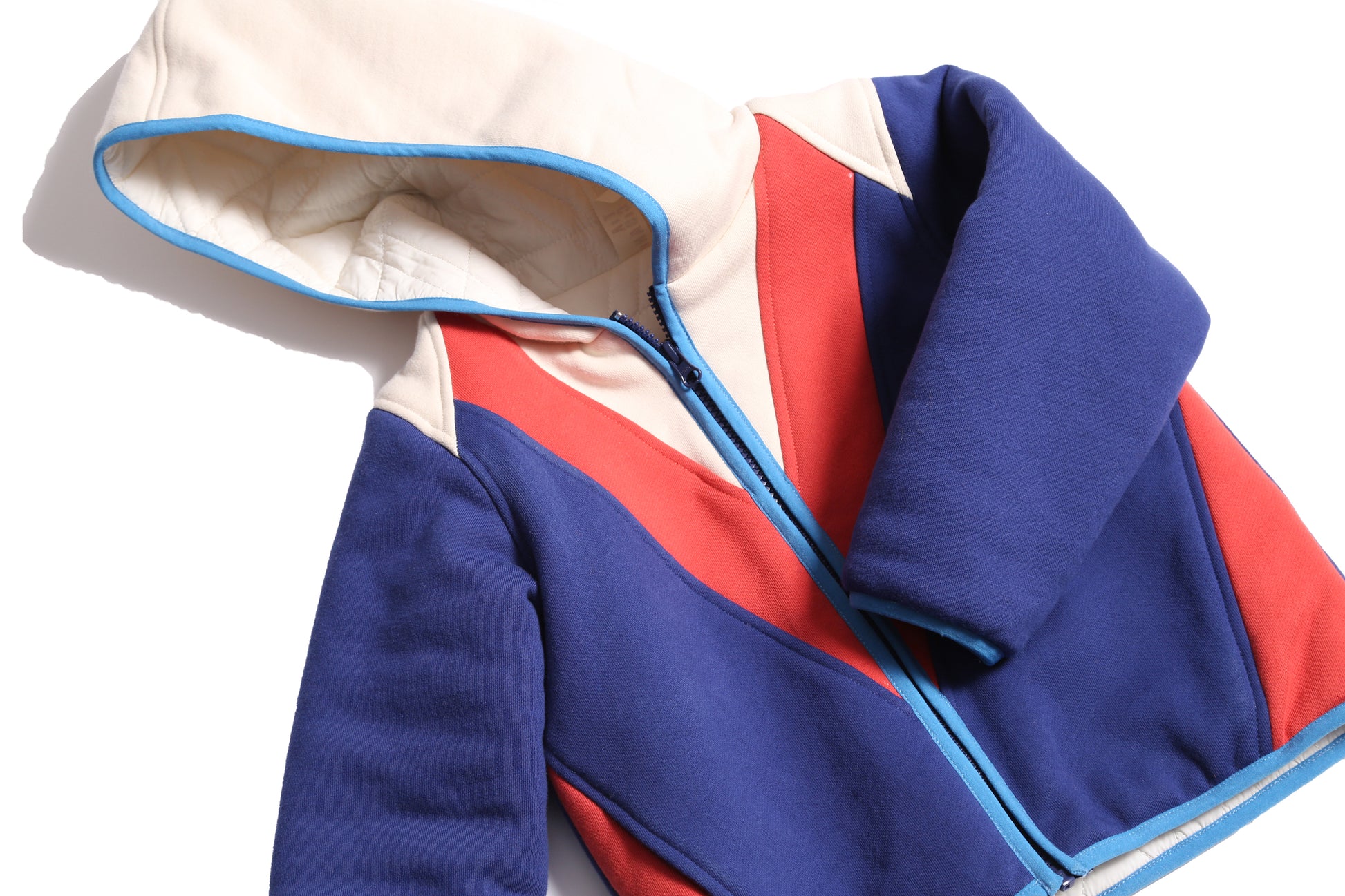 boys patchwork red white and blue cotton fleece zip up hoodie by TiA CiBANi