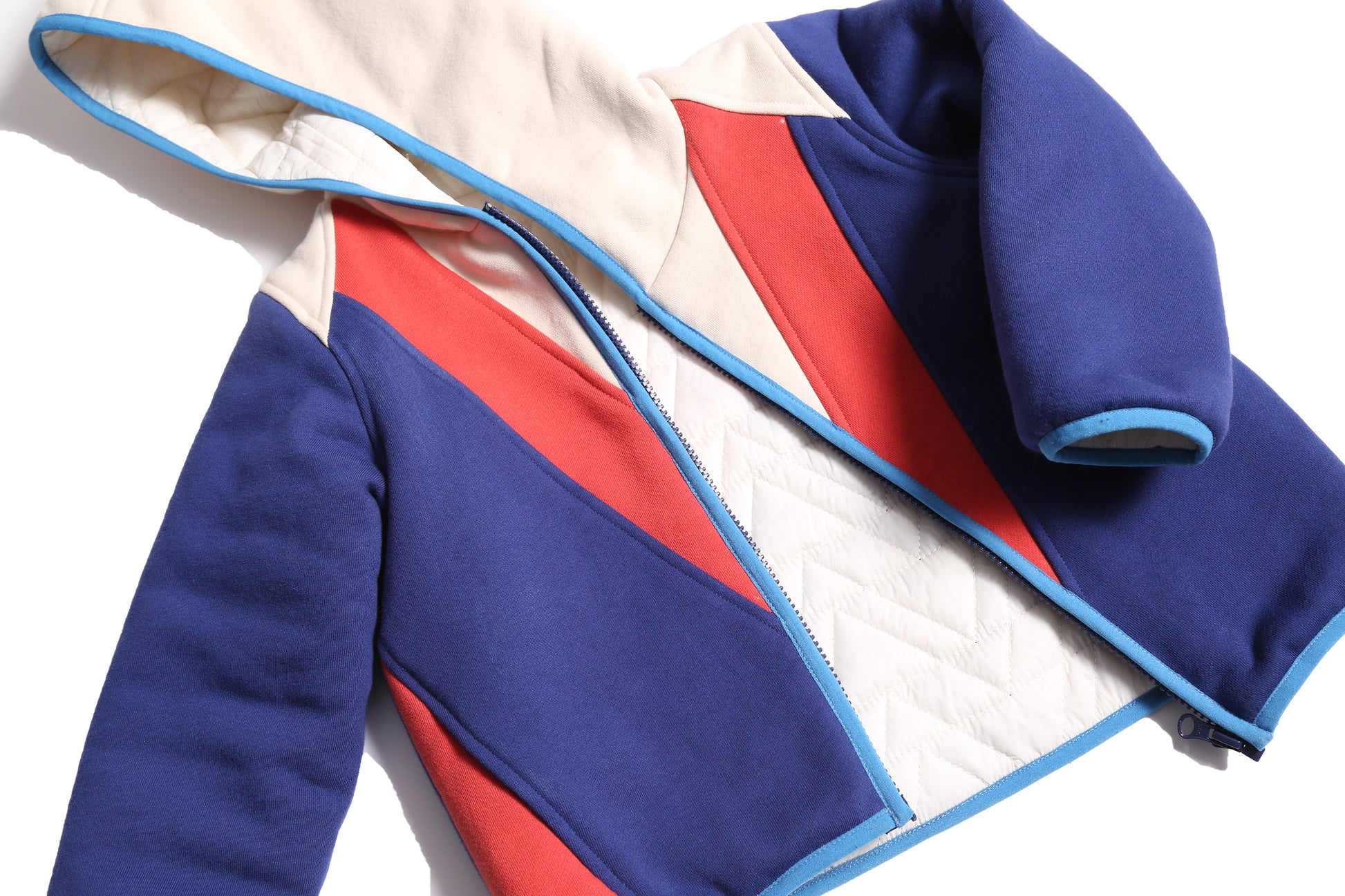 boys patchwork red white and blue cotton fleece zip up hoodie by TiA CiBANi