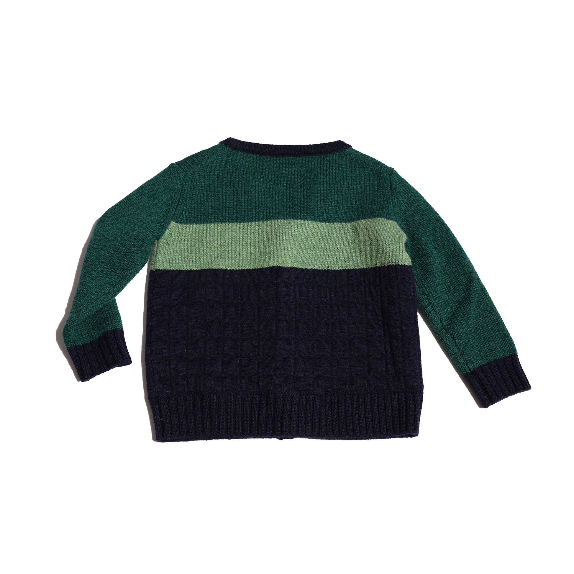 boys green and blue knit wool cardigan