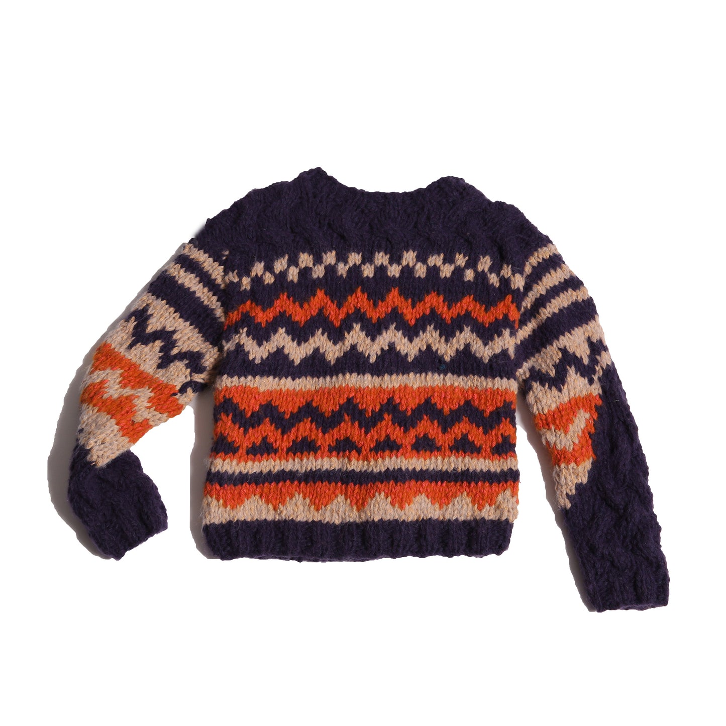 boys hand knitted purple wool pullover sweater