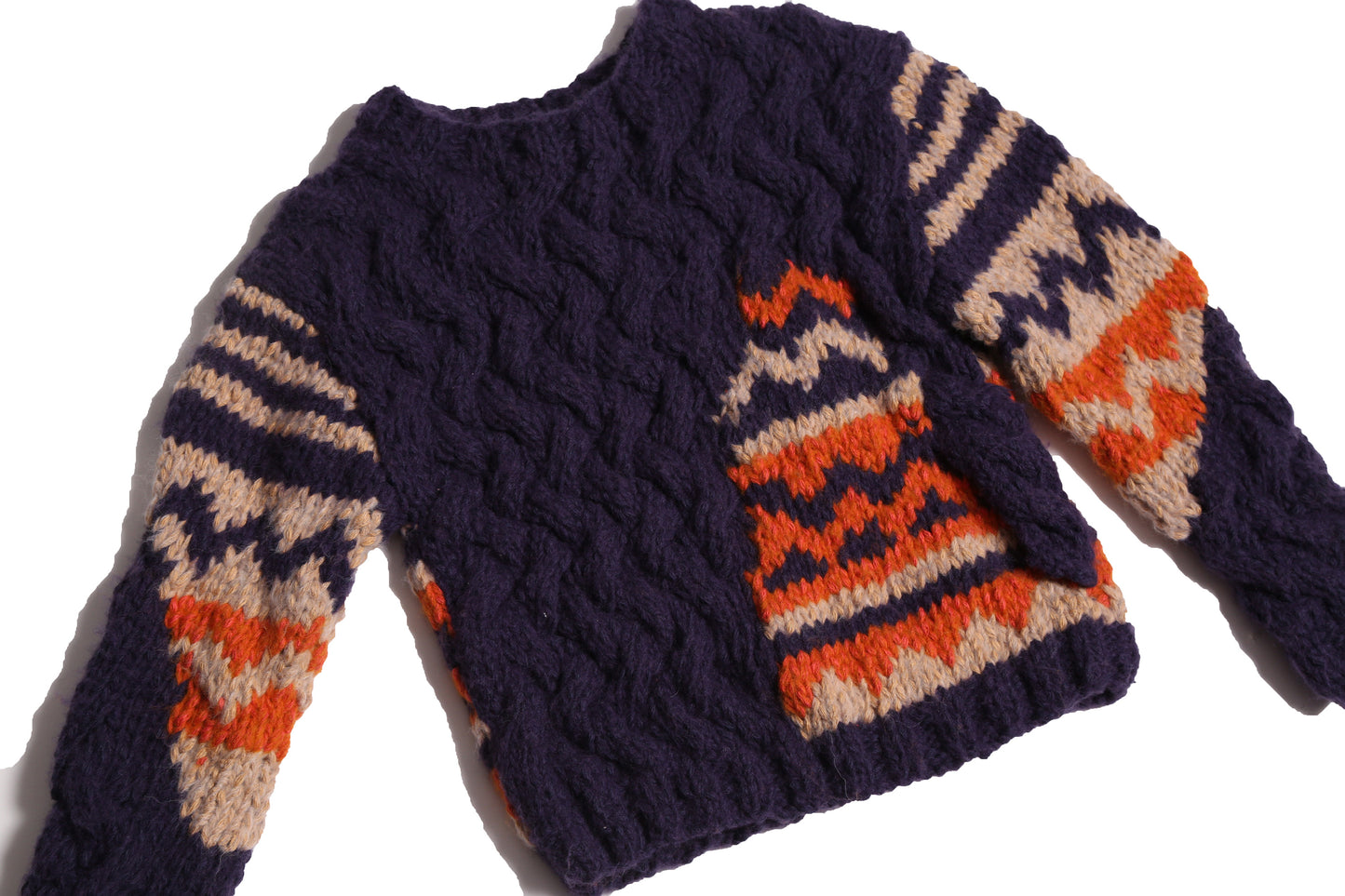 boys hand knitted purple wool pullover sweater