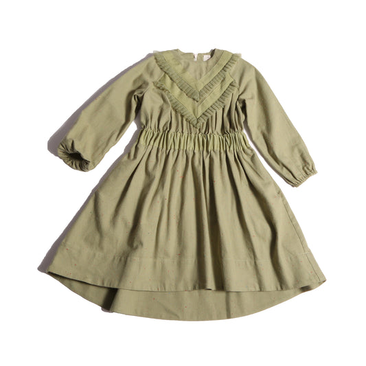 girls long sleeve green cotton dress