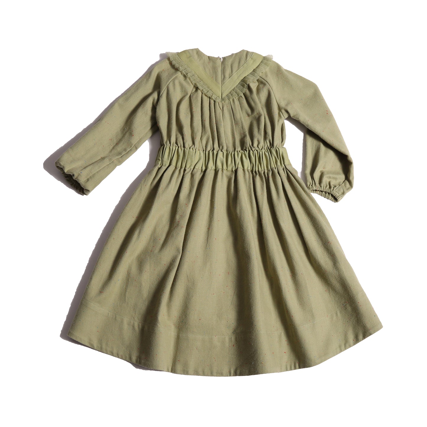 girls long sleeve green cotton dress