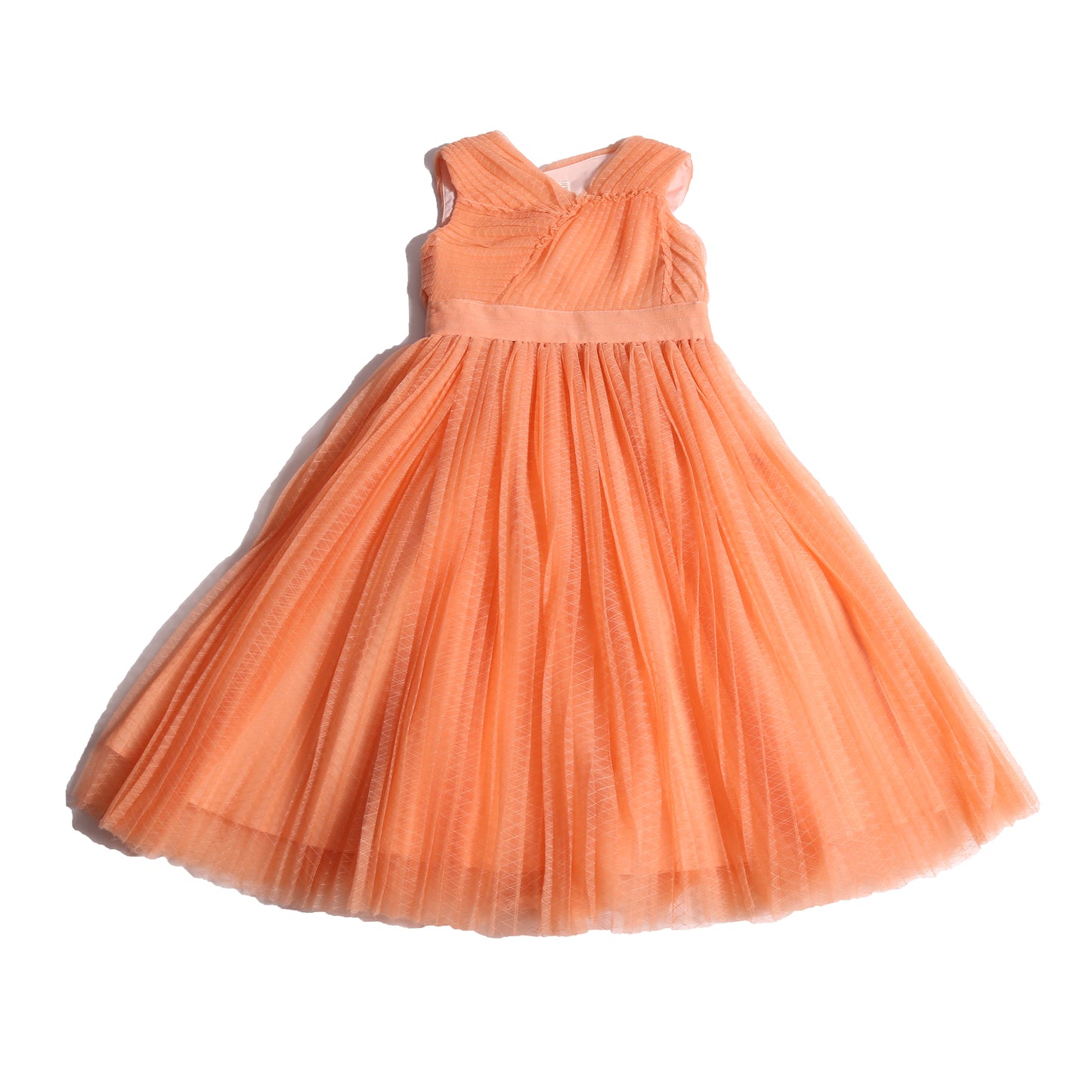 girls orange pink tulle sleeveless gown length dress