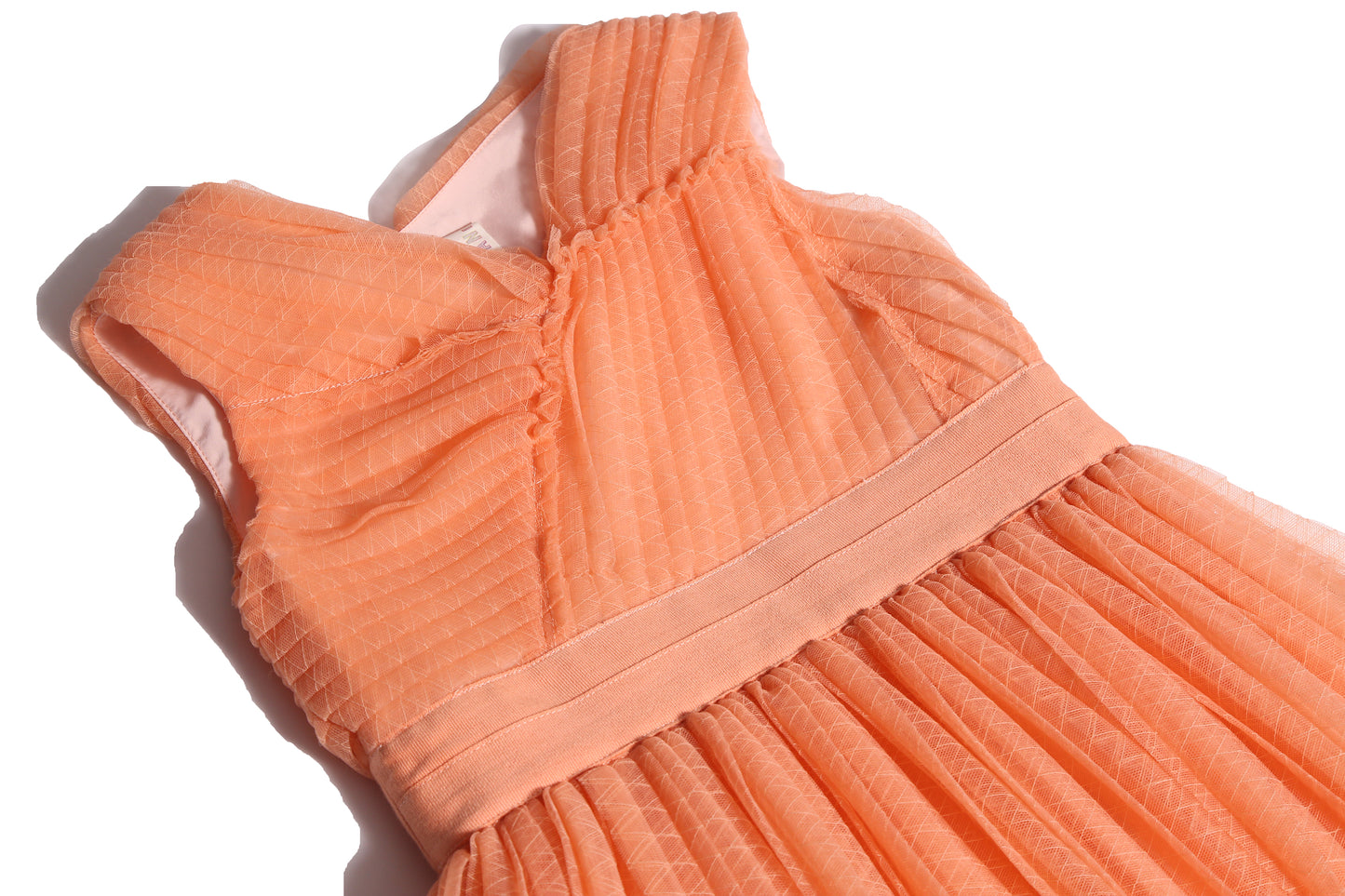 girls orange pink tulle sleeveless gown length dress