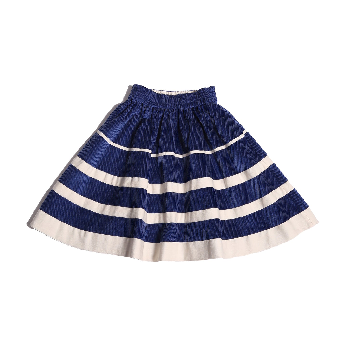 girls blue cotton corduroy skirt with white stripes