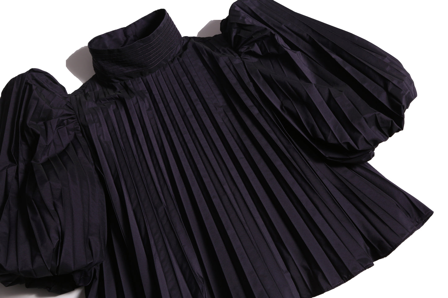 girls dark purple taffeta pleated blouse