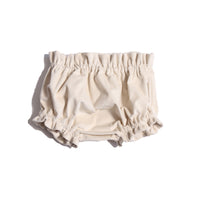 Timeless Lelo Gathered Bloomers in cozy velvet fabric for babies. Pull-on elastic waist, gentle gathers at leg openings for comfort. Unlined for seasonal wear. Pairs well with Baby Aela Occasion Jacket for a complete look. OPAL, Tia Cibani.