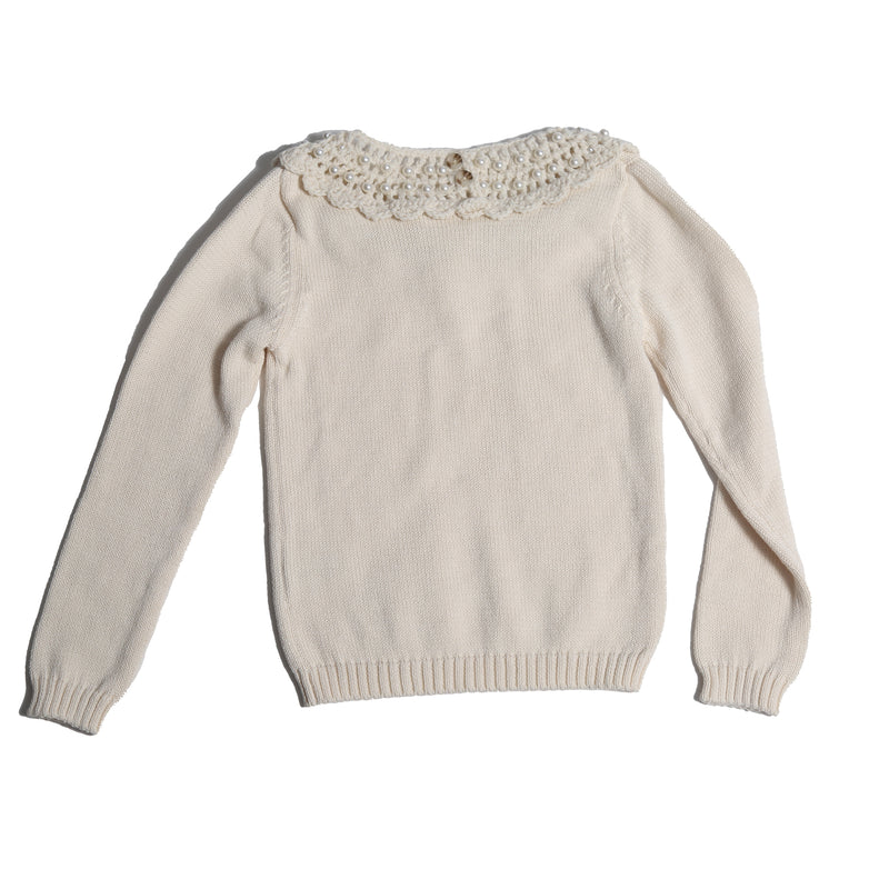 CROCHET PEARL COLLAR CREW NECK