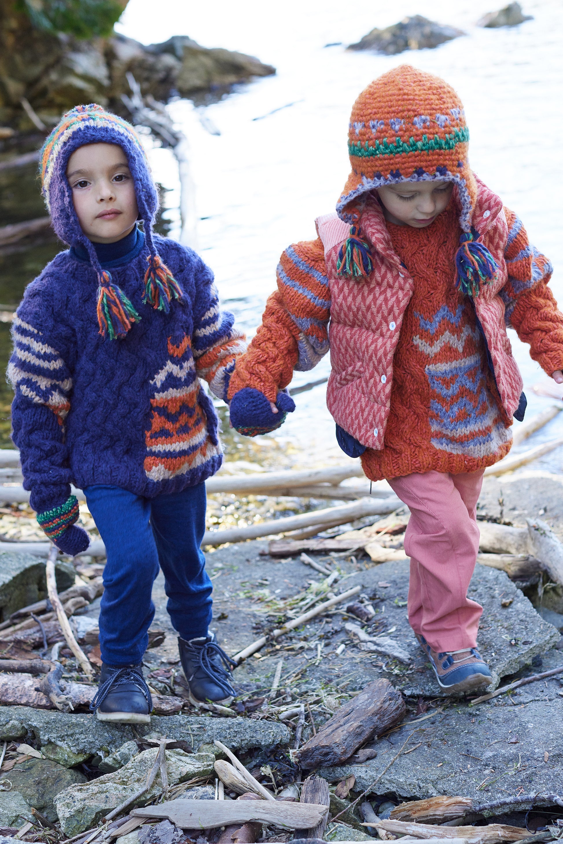 boys hand knitted purple wool pullover sweater