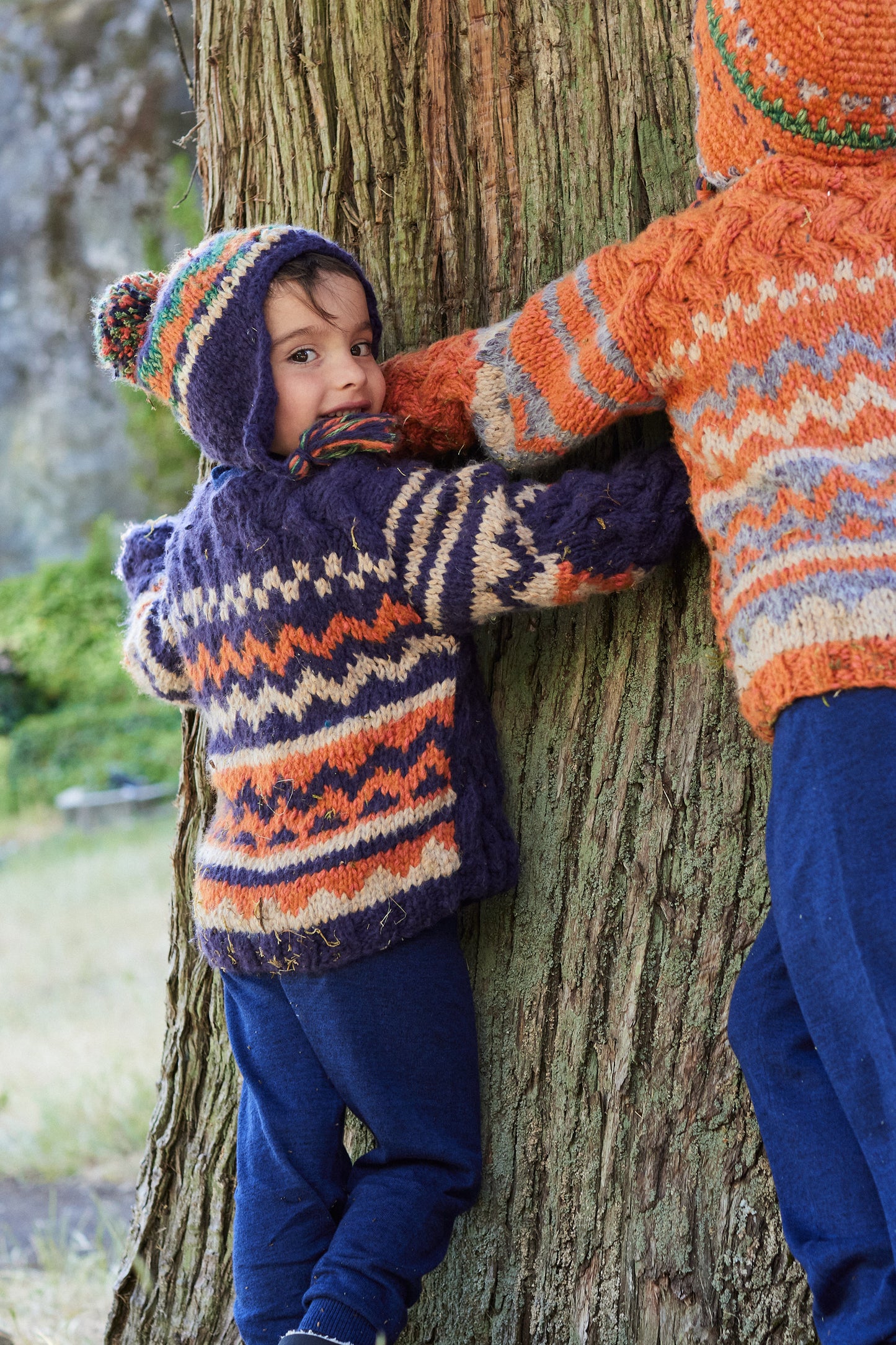 boys hand knitted purple wool pullover sweater