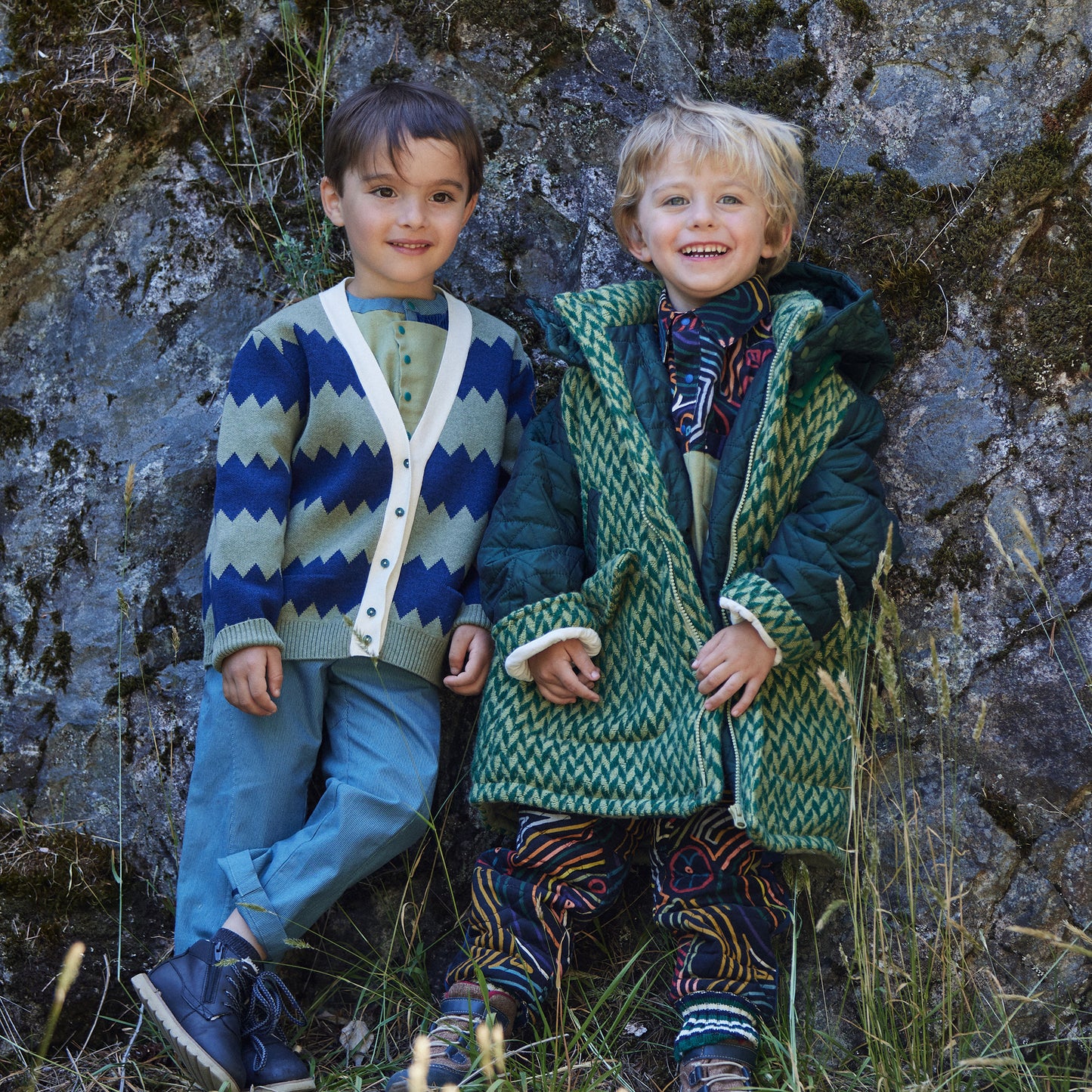 boys green wool and taffeta down filled winter parka coat