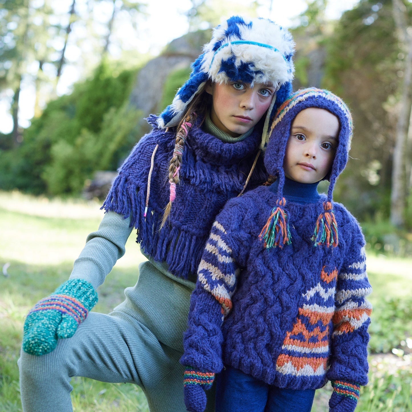 boys hand knitted purple wool pullover sweater