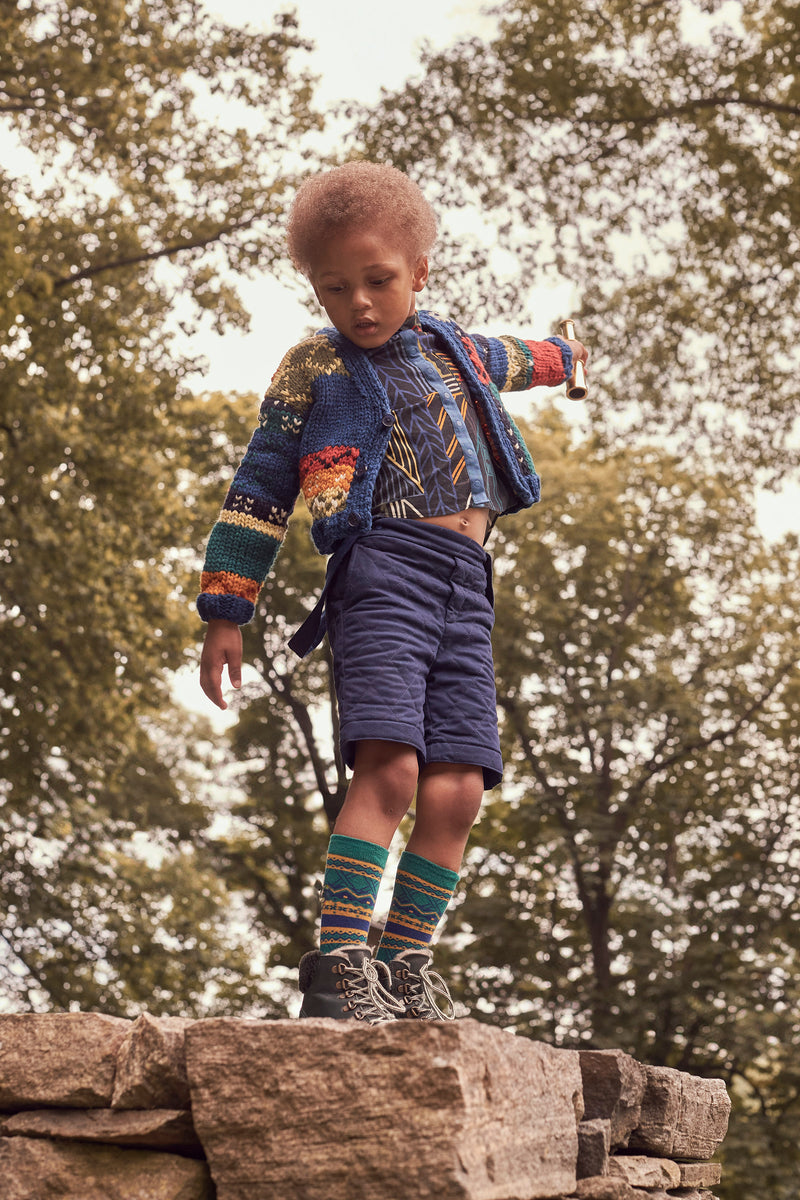 HARLEQUIN TUFTED SUSPENDER BERMUDAS