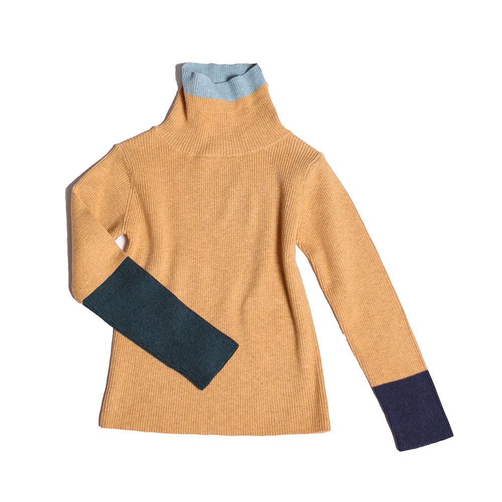 PATCHWORK RIBBED TURTLENECK