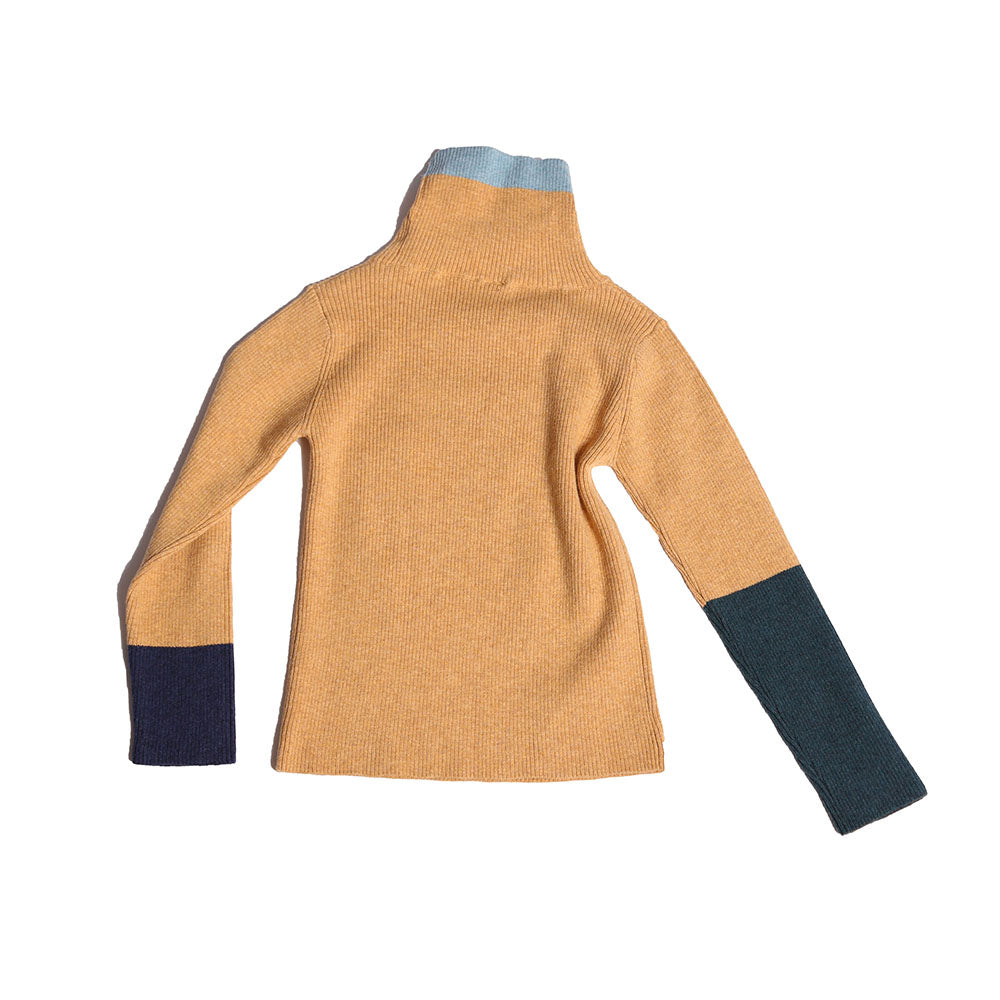 PATCHWORK RIBBED TURTLENECK