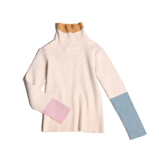 PATCHWORK RIBBED TURTLENECK