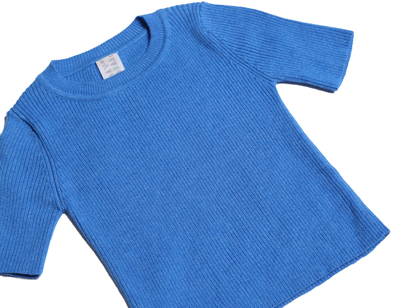 baby, short sleeve, crew neck, ribbed, blue, unisex, knit