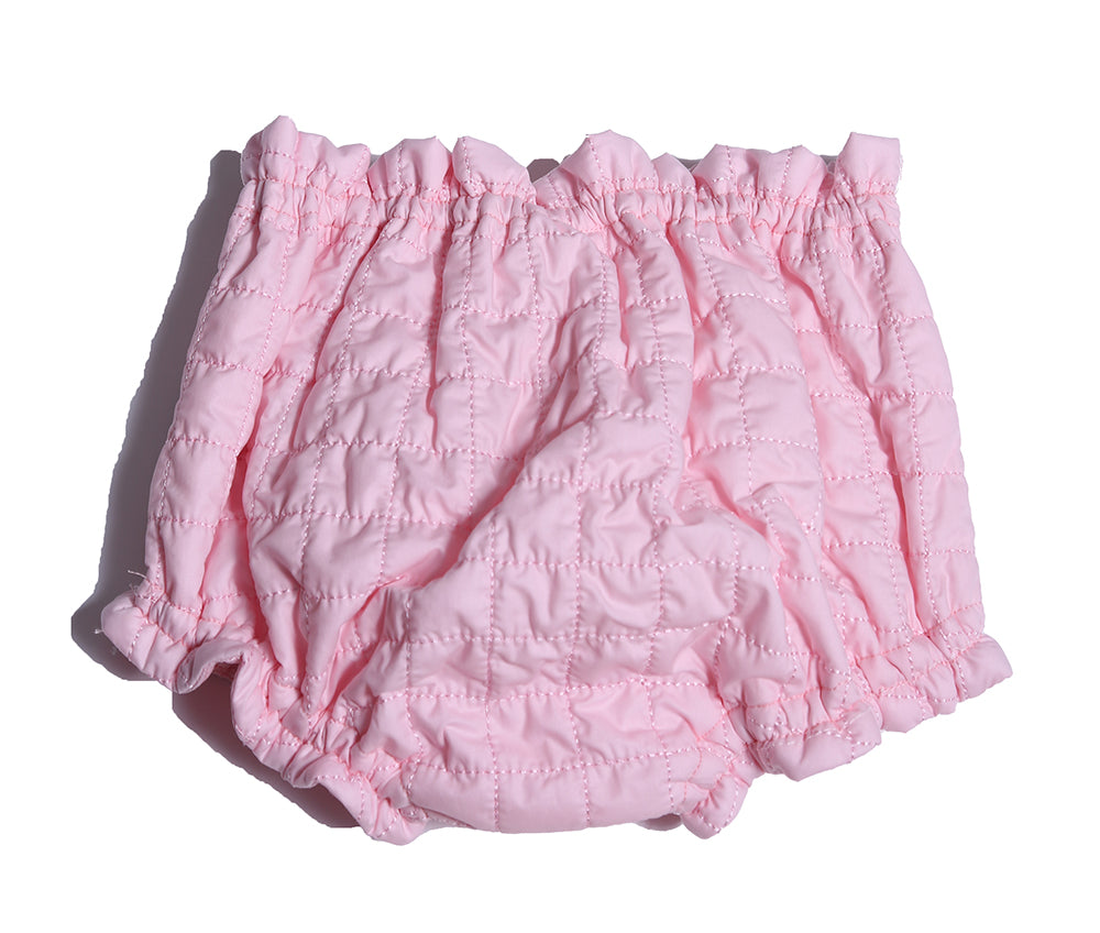 baby, bloomers, pink, petal, tufted, shorts, ruffle