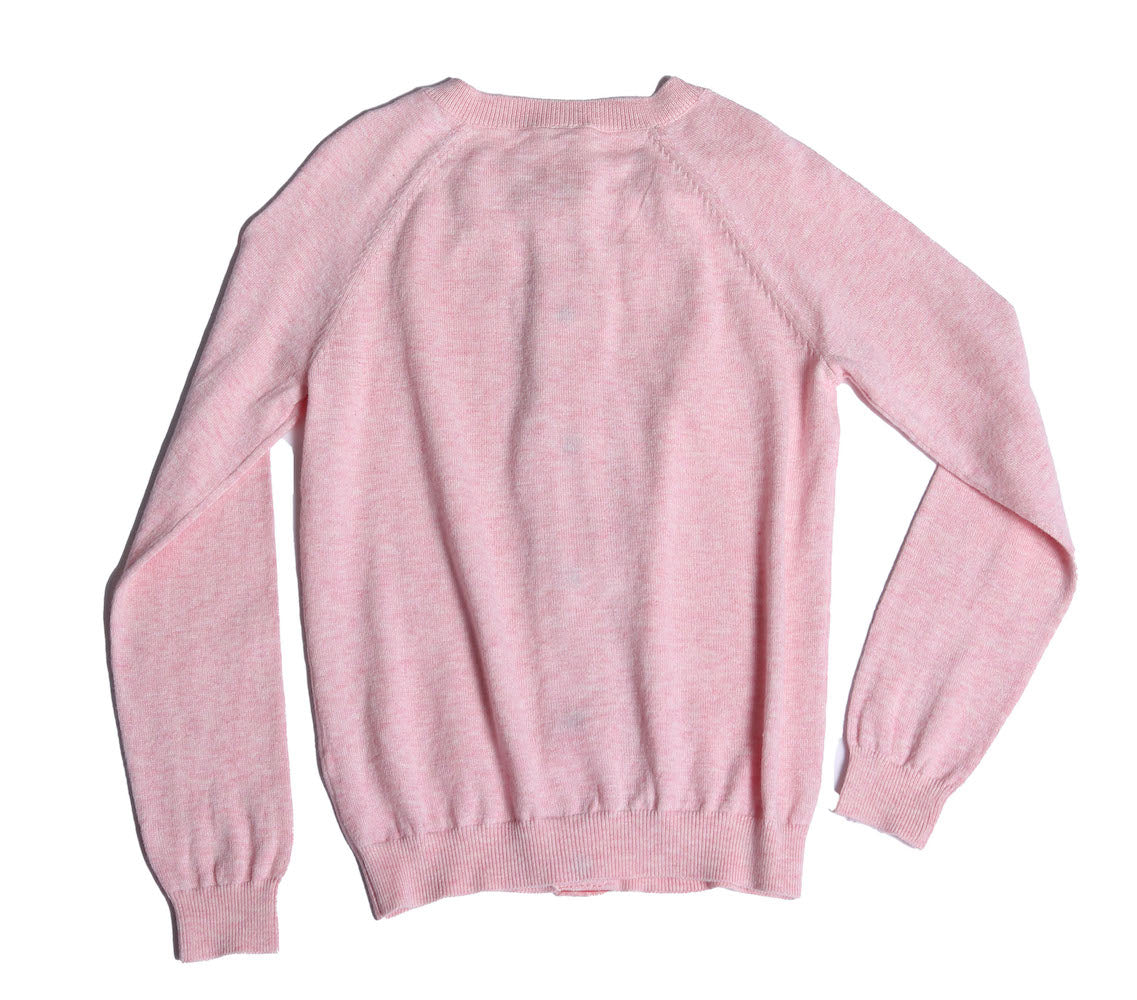 sweater, cardigan, knit, pink, petal, pink detail, snap buttons  Edit alt text