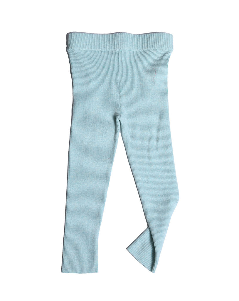 unisex, girls, legging, ribbed, soft, cotton, yarn, knit, pajama, light, blue, green